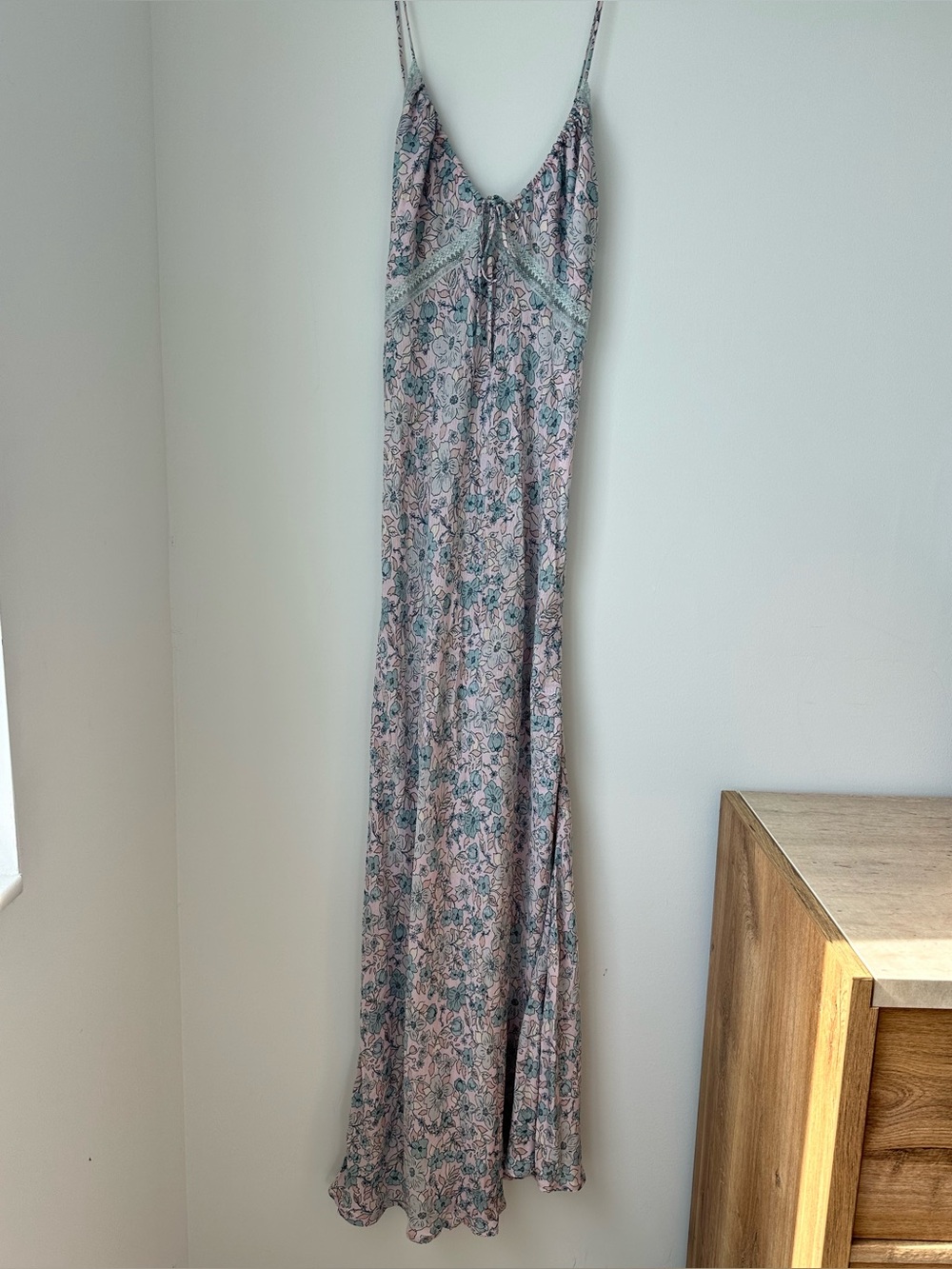 Intimately by Free People Floral Lace-Trim Pink Maxi Dress